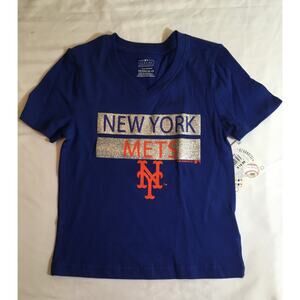Genuine Merchandise New York Mets T-Shirt Girls XS (4/5) Blue w/glitter